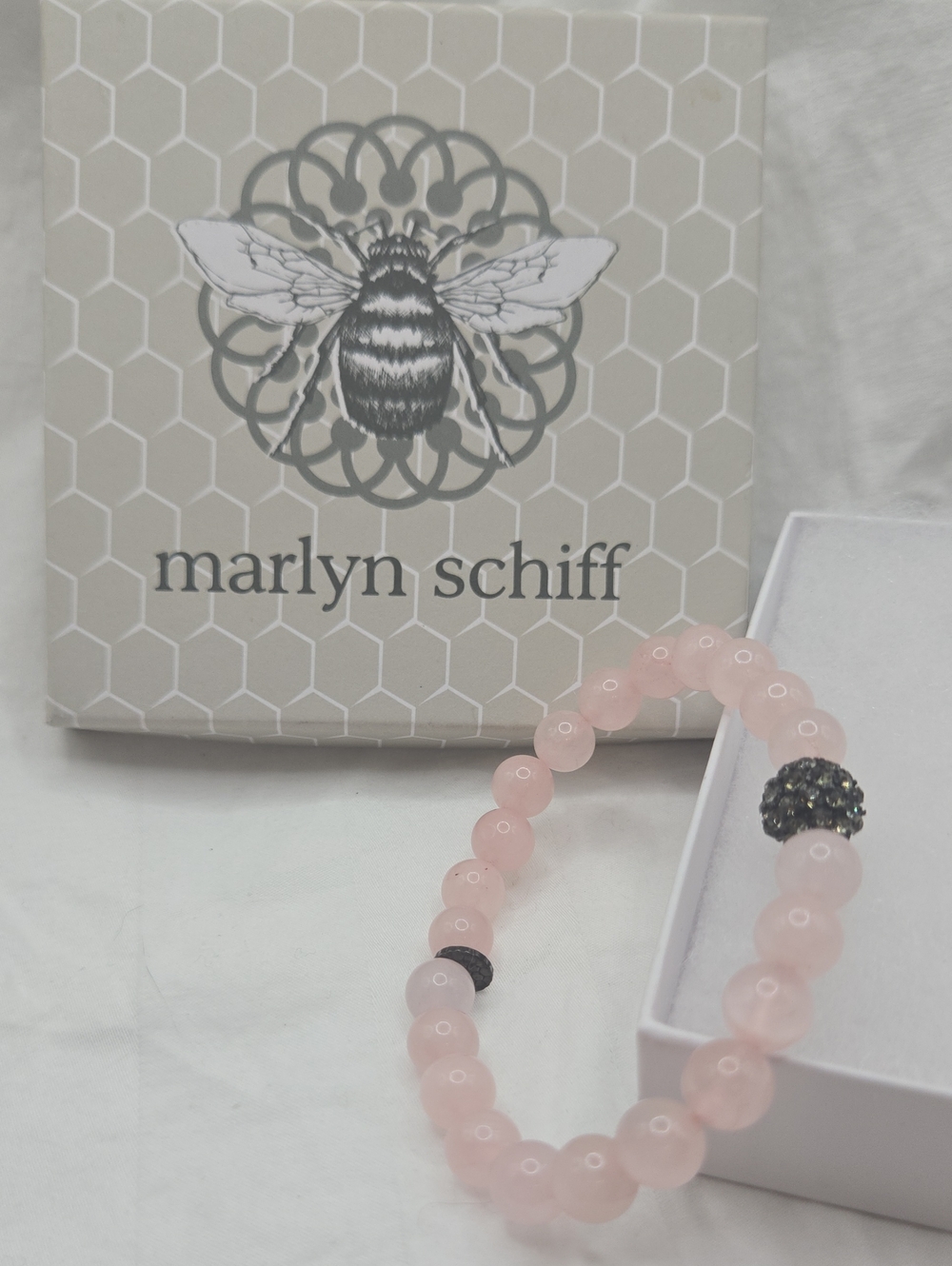 Marlyn Schiff Rose Quartz Beaded Bracelet with Pavé Accent